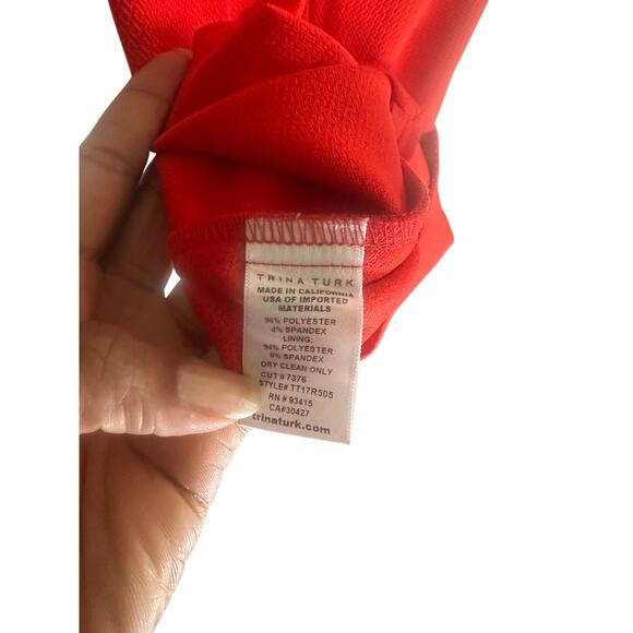 NWT Trina Turk Women's Cutout Mock Neck Mini Dress Short Sleeve Red Bodycon 4 - Picture 13 of 15